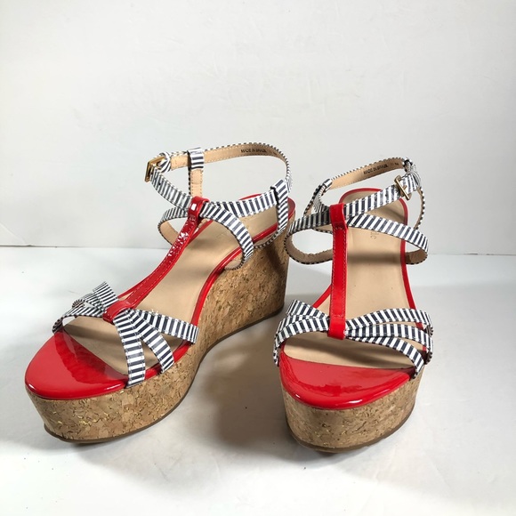 kate spade Shoes - Kate Spade Cork Wedge Sandals Theodora Nautical
